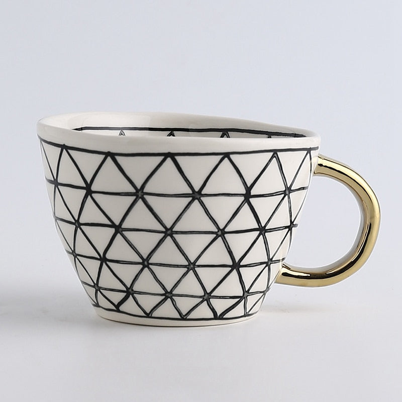Hand Painted Geometric Ceramic Mugs