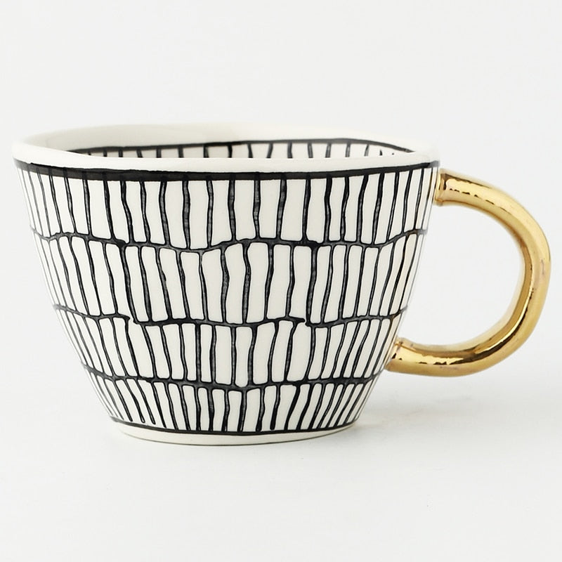 Hand Painted Geometric Ceramic Mugs