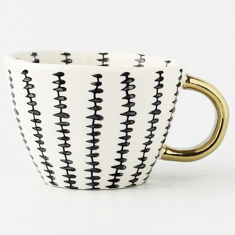Hand Painted Geometric Ceramic Mugs