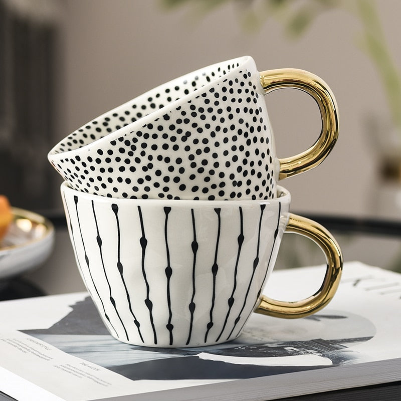 Hand Painted Geometric Ceramic Mugs