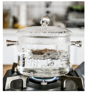 Transparent Glass Cooking Pot with Lid
