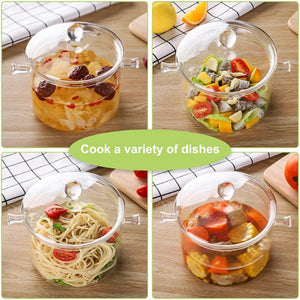 Transparent Glass Cooking Pot with Lid