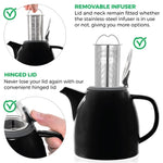 Load image into Gallery viewer, Drago Black Ceramic Teapot With Infuser 37oz
